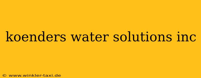 koenders water solutions inc