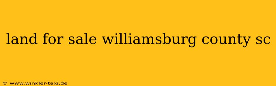 land for sale williamsburg county sc