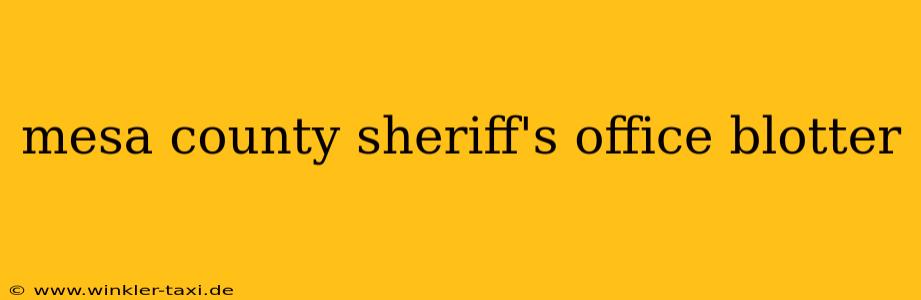 mesa county sheriff's office blotter