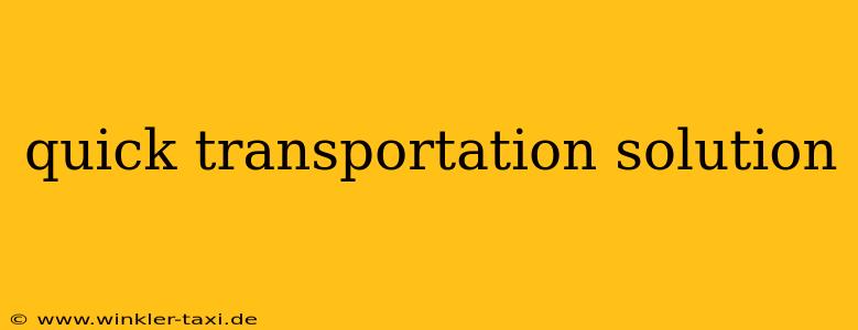 quick transportation solution